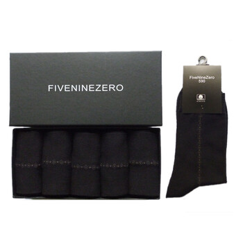 FiveNineZero(590)2012年四季款男式精纱棉商务袜 5双礼盒装 经典黑色 号型25-27