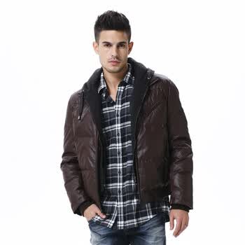 波司登 羽绒服 男针织帽仿皮短茄克 SR2221 1123(暗铜色) 190/104A(XXL)