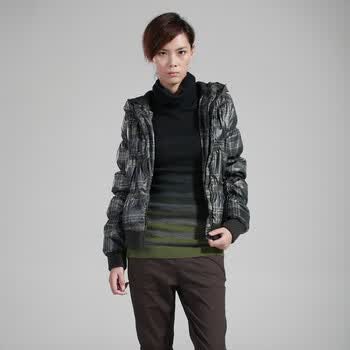 播 紫丁香的香格子修身羽绒服偏小BDD4R1427 L31/绿格 M