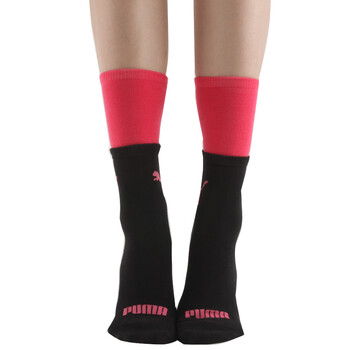 【全场满200减60，先领券，后下单】PUMA 彪马 女士提花功能运动袜 精梳棉女袜子P1143001 黑色-玫瑰红 23-25