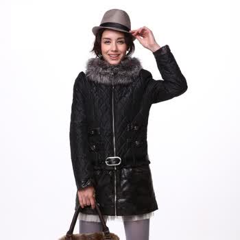 年中大促 爱美斯特价新款中长款银狐毛领H型两用正品羽绒服女 黑色 (XXL)175/96A