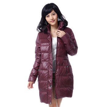 雅鹿 女 针织相拼印花茧形中长款羽绒服 ^@^LD25100 红色 175/XXL