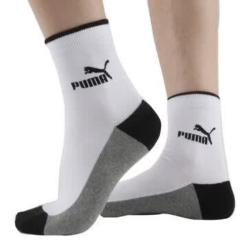 【全场满200减60，先领券，后下单】PUMA 彪马 男士提花商务休闲 短袜子P1152008 漂白-黑色 25-27cm
