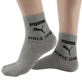 【全场满200减60，先领券，后下单】PUMA 彪马 男士提花运动休闲袜子P1151008 中花灰-黑色 25-27cm
