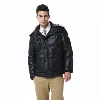 波司登羽绒服男亮面罗纹领时尚款 SR2261 56(黑色) 195/108A(XXXL)