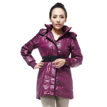 雅鹿 女 织带中长款修身型90绒羽绒服 ^@^YM10610 深紫色 175/XXL