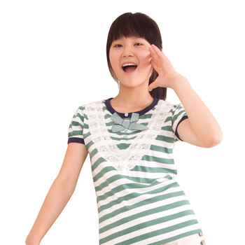 <em>棵棵树少年装 女</em>大童夏装21122041圆领T恤 绿