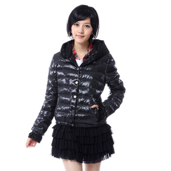 雅鹿 层层纱蛋糕裙摆时尚短款羽绒服^@^LD20080 黑色 175/96A(XXL)