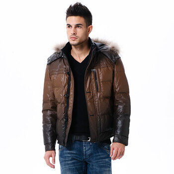 波司登羽绒服 男仿皮毛帽短茄克 SR2223 752(仿皮咖) 190/104A(XXL)