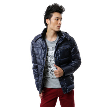 蓝冰 男 2D面料大众面包款 短款 羽绒服 ^@^BB50030 深青色 185/XXXL