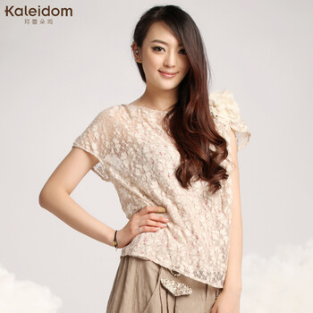 珂蕾朵姆 kaleidom 淑女百搭蕾丝休闲衬衫 K2122C28 米色 L