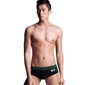 Hb2012新款正品 男士纯棉性感吸汗三角内裤男款三角裤全棉男裤 黑色 绿边 L