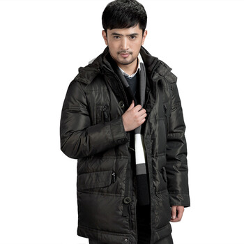 大羽 男士羽绒服中长款羽绒服纯色休闲男装 8813 咖绿 190/108B