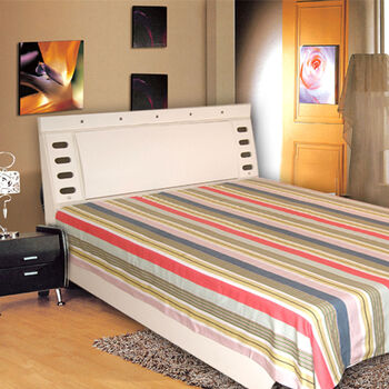 娜依天 家纺纯棉色织粗布 双人床单 红灰白 200cmx230cm