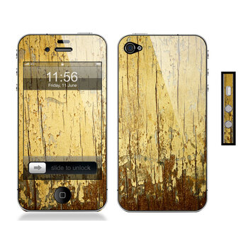 SkinAT iPhone4/4s全套机身贴膜 外壳贴纸 黄色木纹 iphone 4S