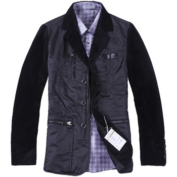 维妮 VINEY 2012春秋装韩版新款西服男士潮休闲修身西装领外套5510029 黑色 XXL