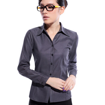 2012女装专柜正品 女士上班不透长袖白衬衫 白色职业衬衣 Stamen 灰色 XXXL
