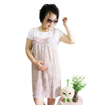 怀泰 孕妇装 夏装 孕妇裙 韩版 田园小清新碎花 纯棉 连衣裙 12030 粉色 L