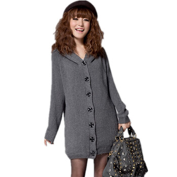 柏丽奈儿 韩版宽松<em>加厚</em>加绒<em>中长毛衣冬装</em>大码