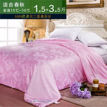 钱皇正品桐乡纯手工100%桑蚕丝被子母被芯 单/双人被子 春/夏凉被 子母款 关爱 龙凤呈祥 蚕丝净重1.5+3.5斤