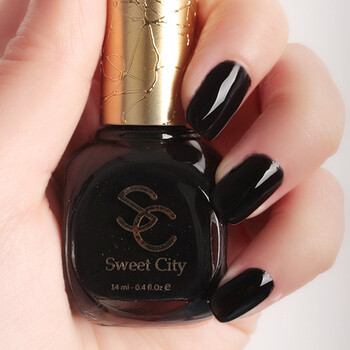 法国正品Sweet City 环保漆光指甲油包邮 漆光玛瑙黑MM050 美甲