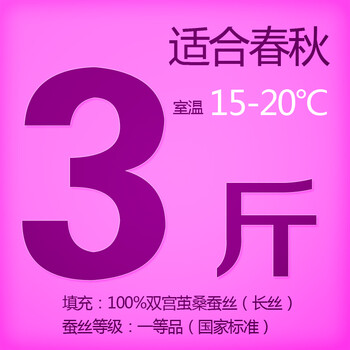 钱皇正品 100%桑蚕丝被桐乡手工被芯/子春/冬被 单/双人 爱尚 斜纹 蚕丝净重3斤 220x240cm
