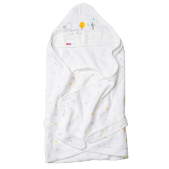 安宝儿A6602宝宝床品新生儿竹纤维纱布抱毯婴儿抱被睡袋 天蓝色 均码