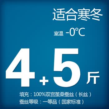 钱皇正品 100%桑蚕丝被桐乡手工被芯/子春/冬被 单/双人子母被 爱尚 斜纹 蚕丝净重4+5斤 220x240cm