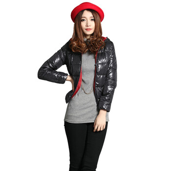Q&X凯安斯 韩版时尚休闲羽绒服 8122403010 黑色 XXL
