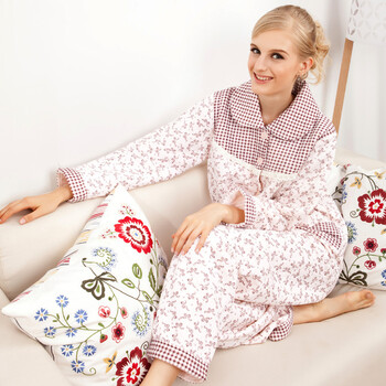 婵之云冬季保暖<em>睡衣</em>女款<em>加厚睡眠</em>家居服长袖夹