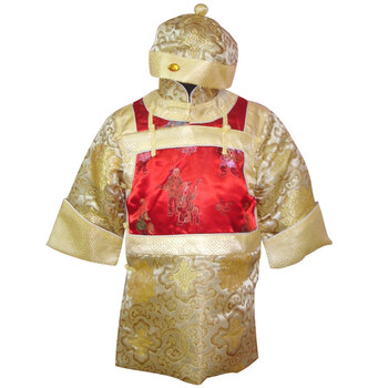 子宝宝夹棉带帽阿哥装/新年服/唐装 <em>红马甲配</em>黄