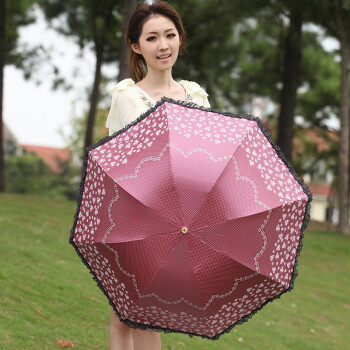 
                                                            百盛洋伞 UPF40+变色布晴雨两用折叠遮阳伞防晒防紫外线太阳伞 2019酒红色                
