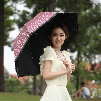 
                                                            百盛洋伞 UPF40+变色布晴雨两用折叠遮阳伞防晒防紫外线太阳伞 2019酒红色                