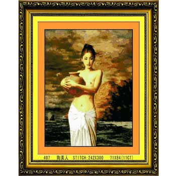 绣美人十字绣陶美人古典<em>美女</em>房间<em>挂画</em>精准印花
