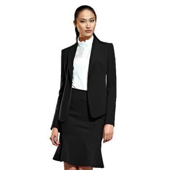 YOUSOKU+黑色蕾丝拼接弹力修身女士修身小西装FK115