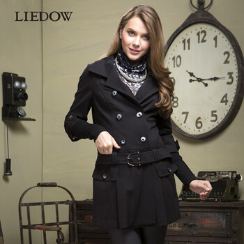 蕾朵liedow成熟高档女冬装棉衣棉服外套中长款针