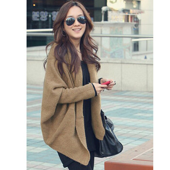 EyesonU 秋装新款 韩版<em>蝙蝠袖披肩</em>大码针织开