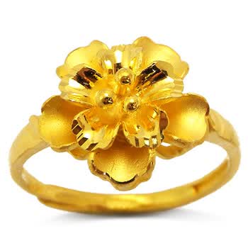 六福典雅珠宝黄金戒指999千足金戒指结婚戒指女