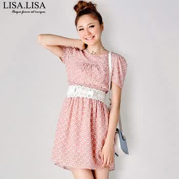 <em>LISALISA</em>/丽莎丽莎 <em>女装</em> 波点小翻领洋装 点点