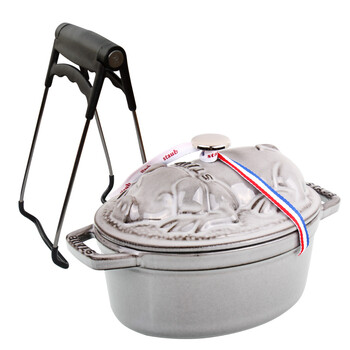 Staub 17cm珐琅锅铸铁锅灰色小猪炖锅带多功