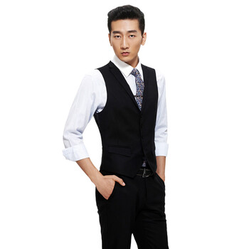 U 黑色 时尚复古 五粒扣 西服领 男士<em>正装马甲</em> 