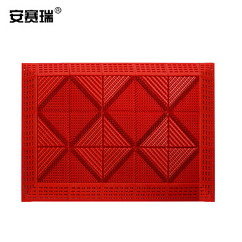 安赛瑞 室外镂空除尘地垫 EVA拼接除尘地垫 拼接式刮泥防滑脚垫 单刷红刷红底 75×105×2.5cm 23360