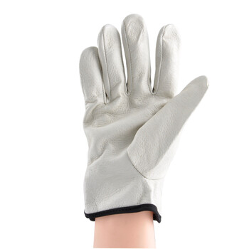 安美尚（ams）淡黄色猪头层皮手套（带魔术贴）定做 2双 XL码