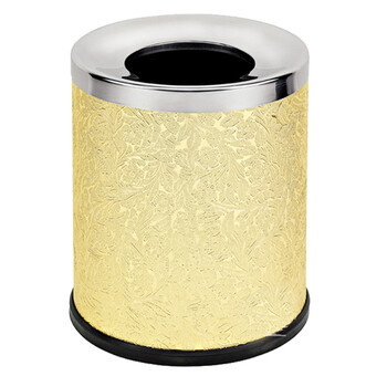 南 GPX-177A 南方圆形斜口房间垃圾桶 金卷叶皮纹 厨房垃圾桶酒店宾馆客房不锈钢垃圾桶 果皮桶