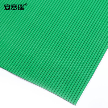 安赛瑞 橡胶防滑地垫 1×10m×3mm 仓库车间走廊厨房橡胶防滑耐油地垫 工业满铺地垫 绿条纹款27129
