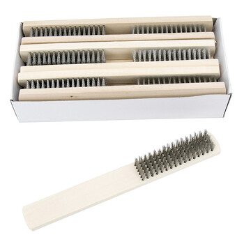 冰禹 BY-2338 木柄钢丝刷 除漆除锈刷子 金属表面清洁刷（12把/件）