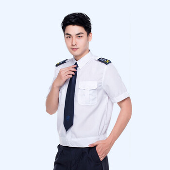 谋福CNMF615新式物业保安服短袖衬衣保安衣服夏季制服夏装工作服套装【 (白色短袖衬衣+配件)   175】