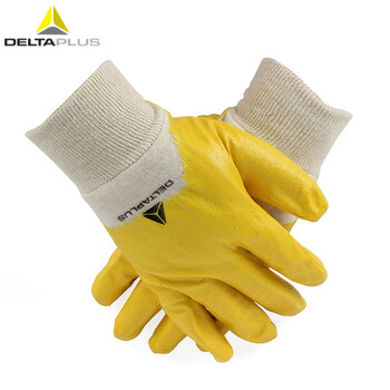 代尔塔（Deltaplus）201015劳保手套 丁腈涂层防护手套 耐油耐磨 掌背透气 劳保用品 9码12副/打 定做