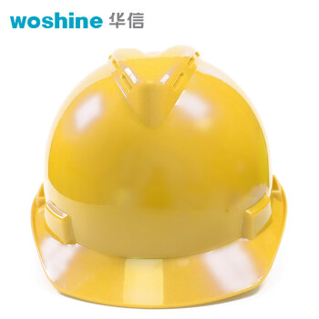 华信（woshion）ABS安全帽小金刚V型带透气孔安全帽一指键定做建筑工地安全帽黄色