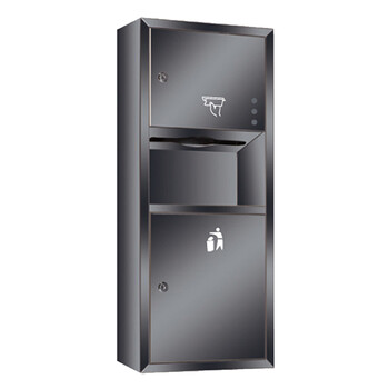 北奥（Beao）OK-650SHM 不锈钢多功能纸架 砂光黑金 明装 二合一擦手纸巾盒抽纸箱带垃圾桶纸巾架一体机